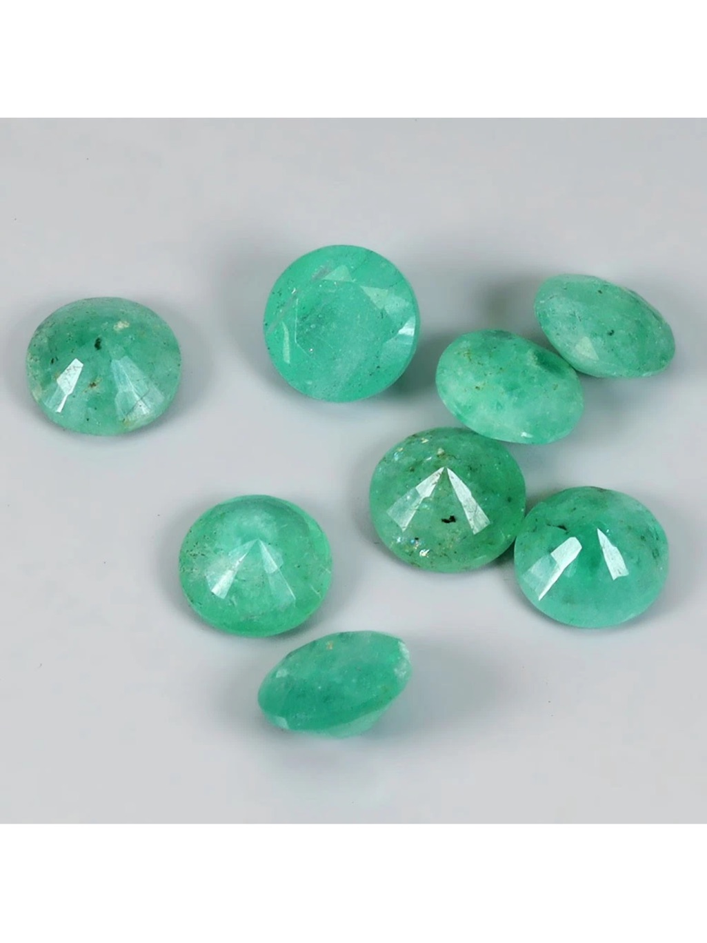 6mm Round Cut Natural Unheated Green Emerald Brazil 5.95ct Lot Of 8 Gemstones
